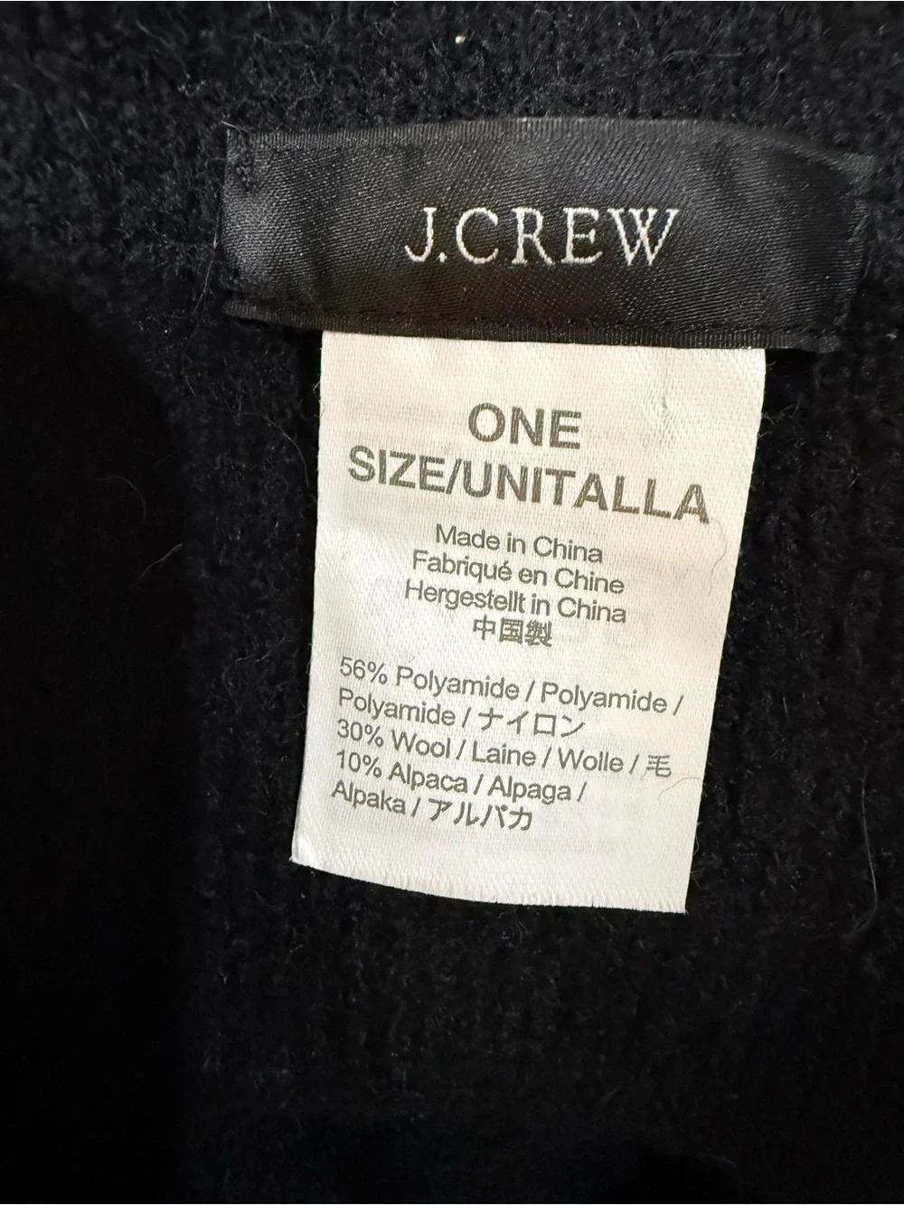 J. Crew Black Ribbed Knit Scarf in Supersoft Yarn Alpaca Wool Blend